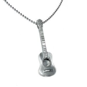 Handmade Solid Sterling Silver 3D Acoustic Guitar Pendant Necklace - Unisex
